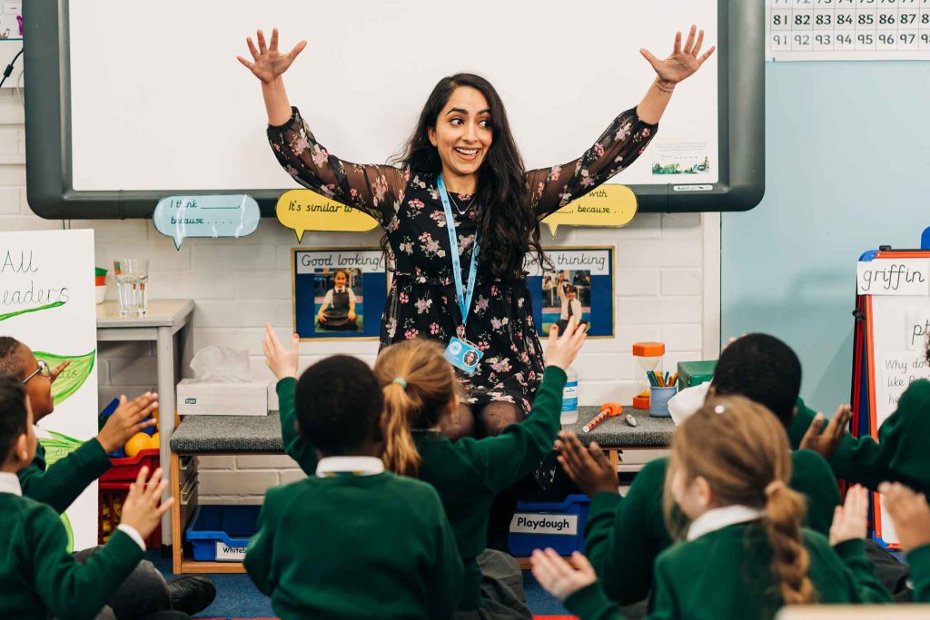 Teacher wowing a class