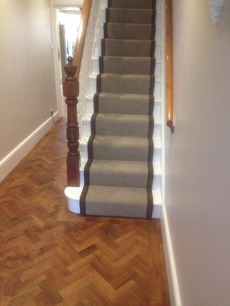 Traditional carpeting on stairs
