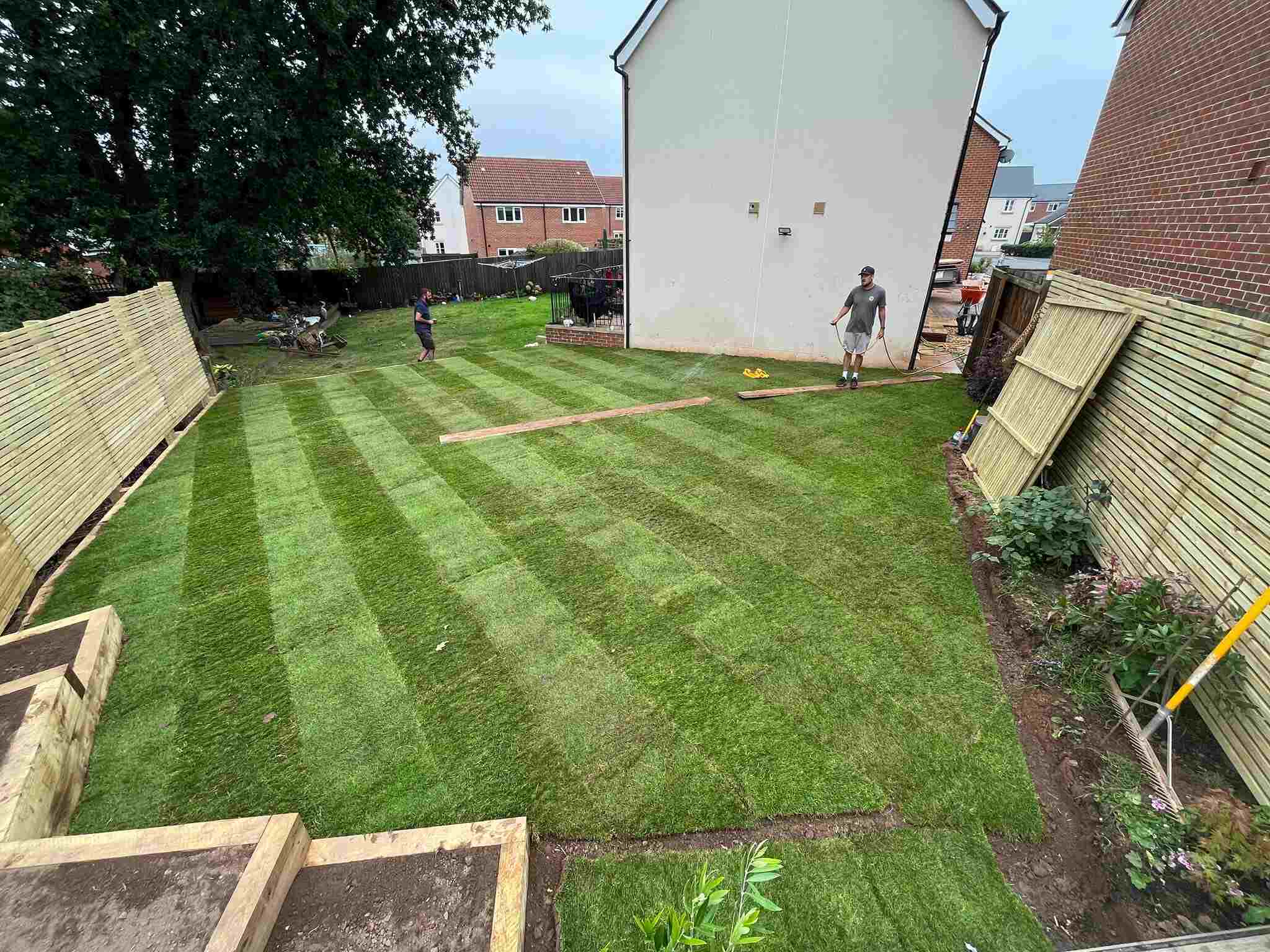 Professional landscaping in progress